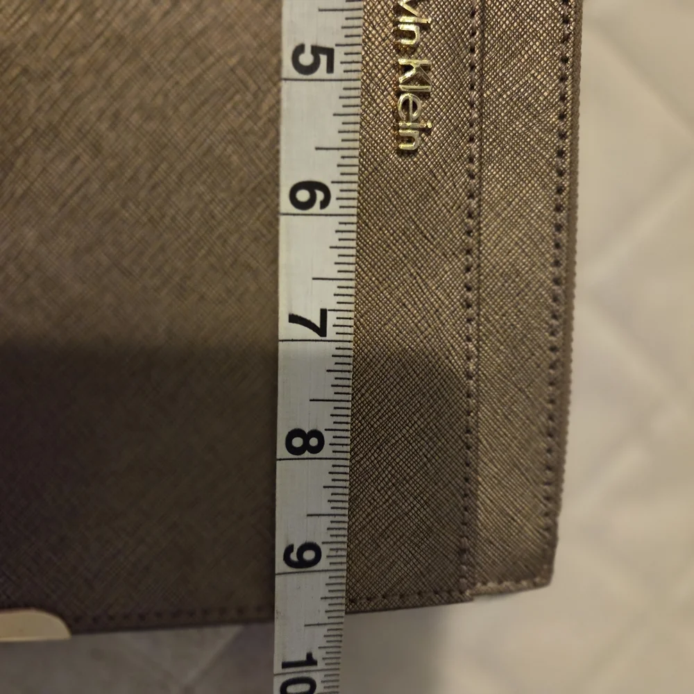 Calvin Klein Saffiano Leather Gold Wristlet